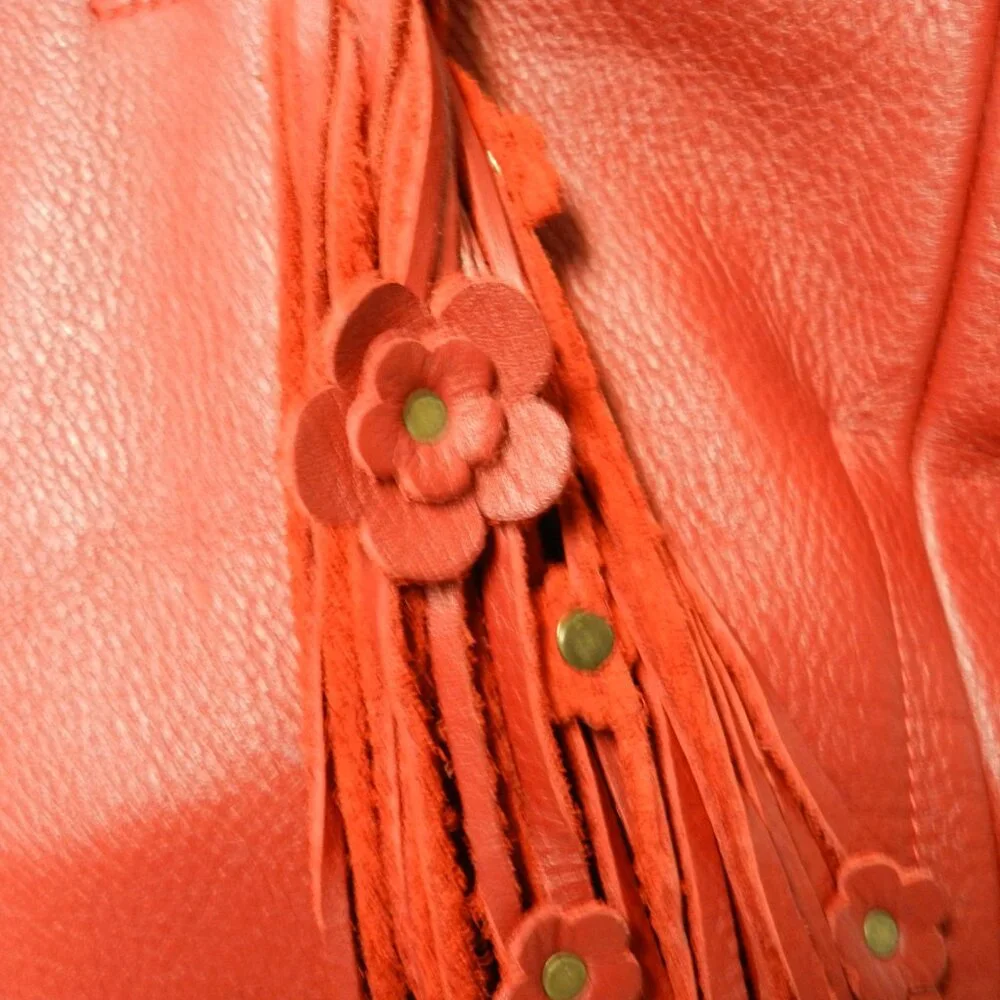Urban Artisan Leather red X-Large tote bag purse weekender Unstructured zip top